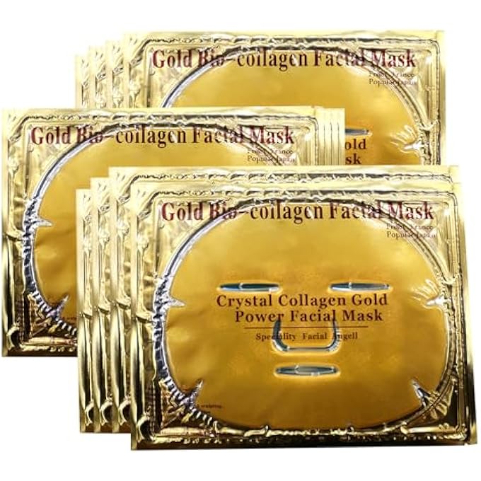 Adofect 12PC 24K GOLD GEL COLLAGEN CRYSTAL FACIAL MASKS SHEET PATCH FOR ANTI AGING, PUFFINESS, ANTI WRINKLE, MOISTURIZING, DEEP TISSUE REJUVENATION AND HYDRATES SKIN - Image 1